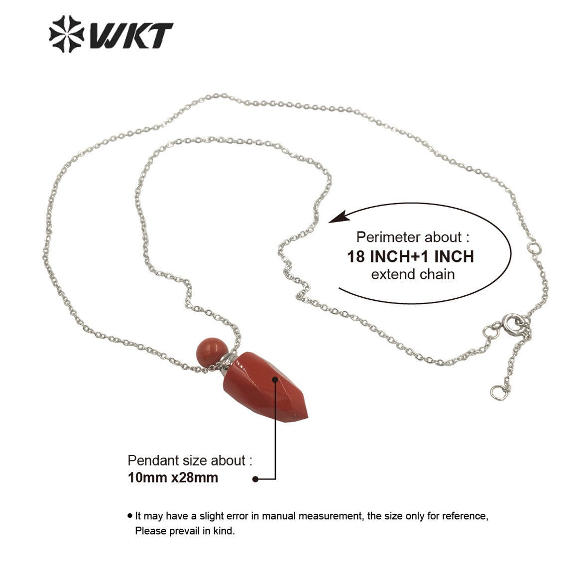 WT-N1370 Attractive Necklace Perfume Bottle Pendant Colorful Stone Pendant Necklace Women Jewelry Natural Stone Necklace