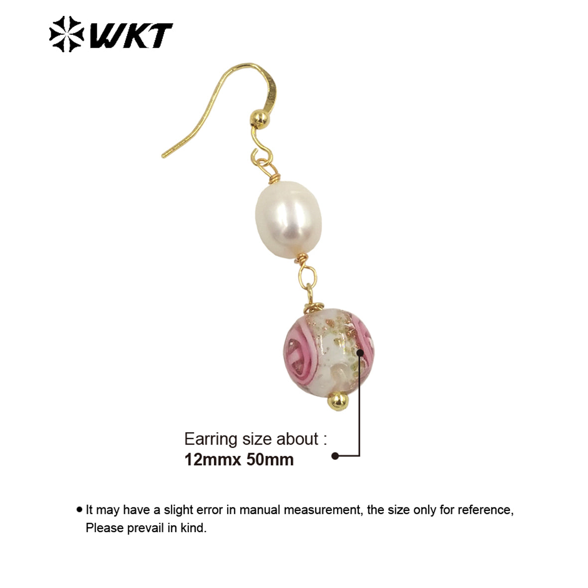 WT-MPE098 Latest Style Colour Glaze & Freshwater Pearl Natural Rose 18k Gold Plated Gift Weeding Romantic Pendant Earrings
