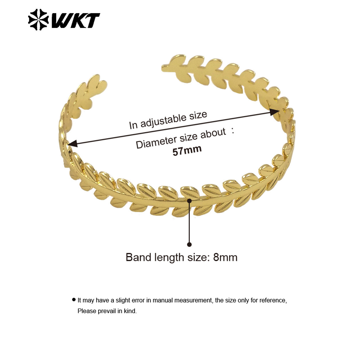 WT-B674 High Quality 18K Gold Plated Yellow Brass Willow Leaf Shape Delicate Gentle Bracelet for Women As Anniversary Gift