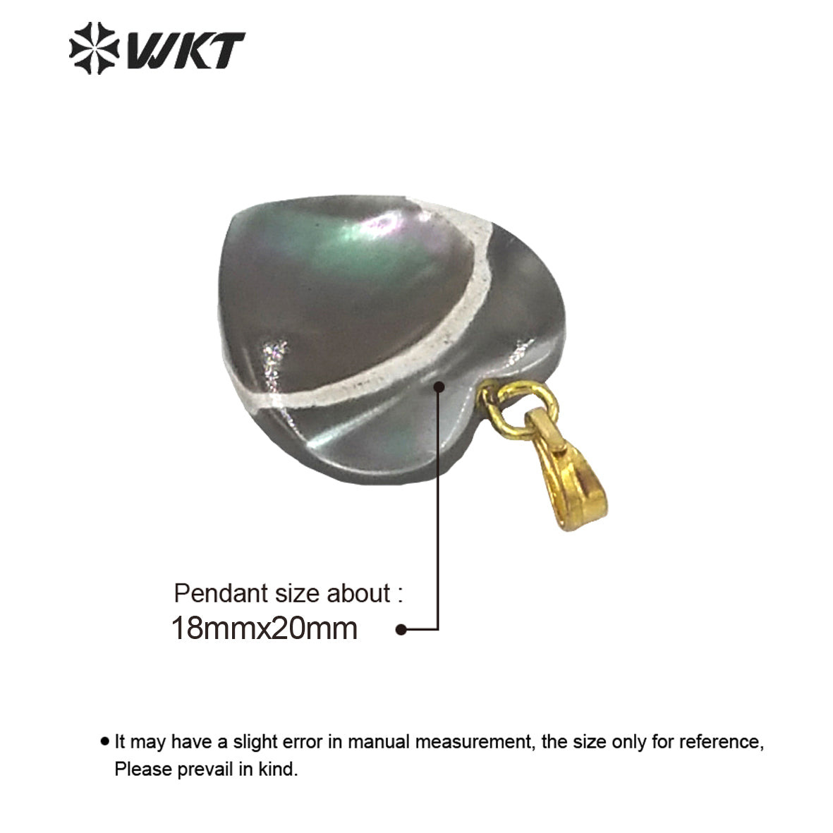 WT-JP225 Fashion Gold Single Loop Small Heart Shell Pendants Amazing Vintage Boho Shell Charm Necklace Pendant for Jewelry