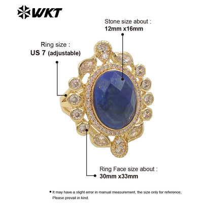 WT-MR028 Newest Summer Design Fashionable Royal Court Style Precious Women Adjustable Natural Stone Zircon Wedding Ring