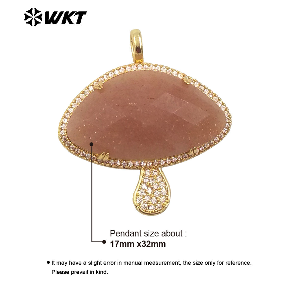 WT-MP297 Lovely 18K Real Gold Plated Natural Gemstone Setting America Popular Mushroom Jewelry Pendants Colors Available