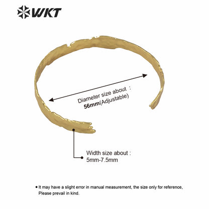 WT-B560 WKT Tiny Simple Gold Electroplated lava Bangle Most Popular Irregular Metal Brass Women Bangle Is Open Size