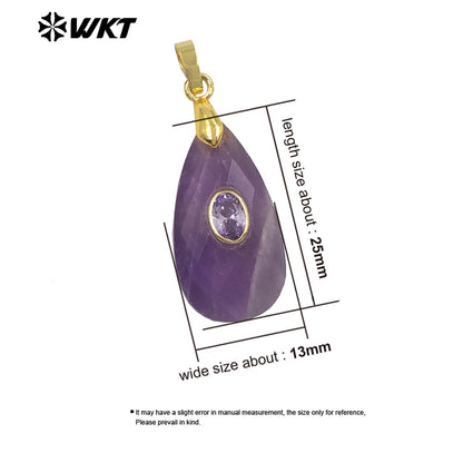 WT-P2044 New Arrival Natural Stone And Zircon Waterdrop Shape Lovely Charms Pendant As Women Elegant Earrings DIY Accessory