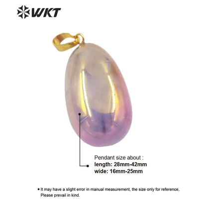 WT-P1807 Smooth Irregular Spherical Pendant Aura Electroplating Natural Stone Pendant Colorful Fantasy Natural Quartz Pendant
