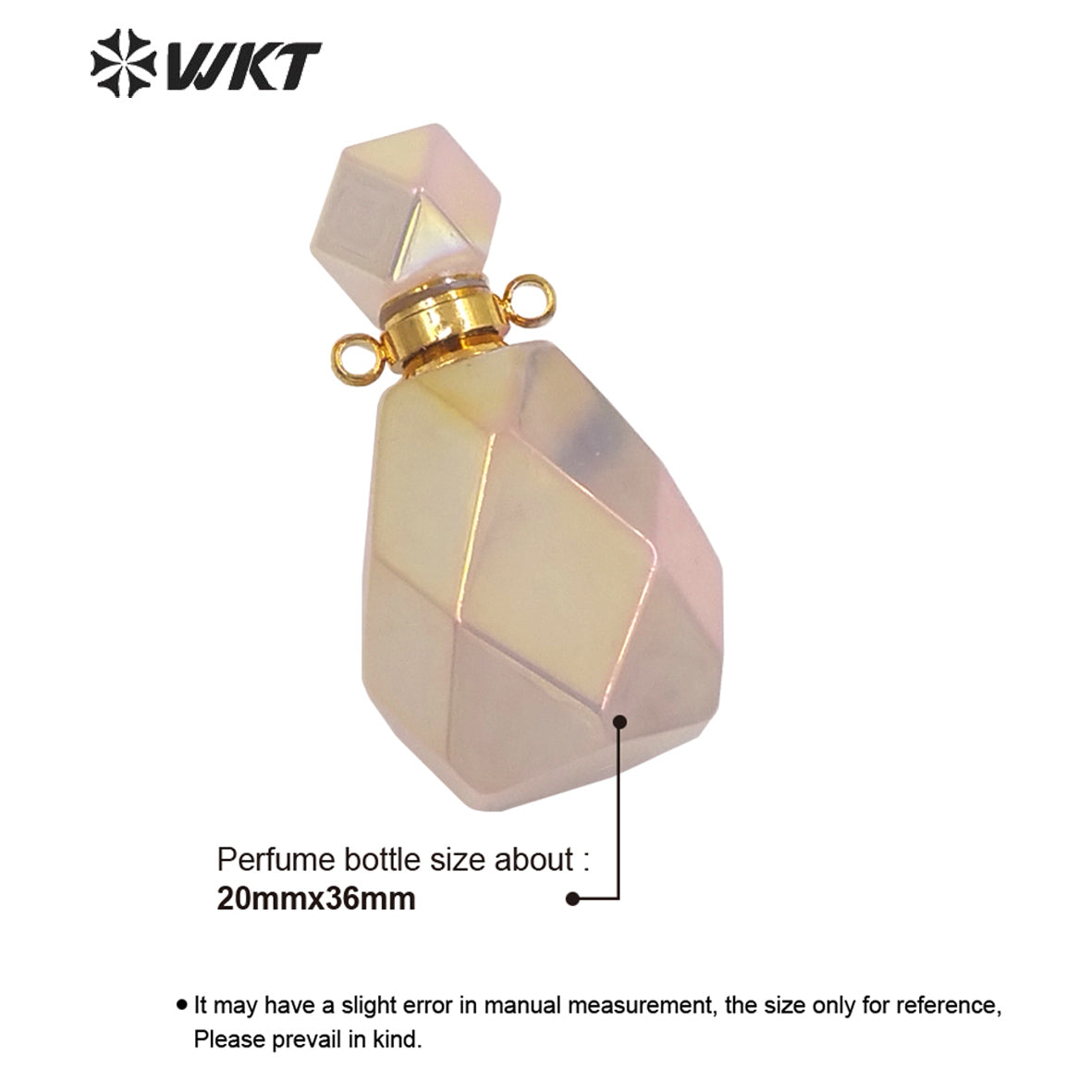 WT-P1649 Newest Color Natural Aura Rose Quartz Faceted Essencial Oil Bottle Fashion Lady Raw Stone Quartz Perfume Bottle Pendant