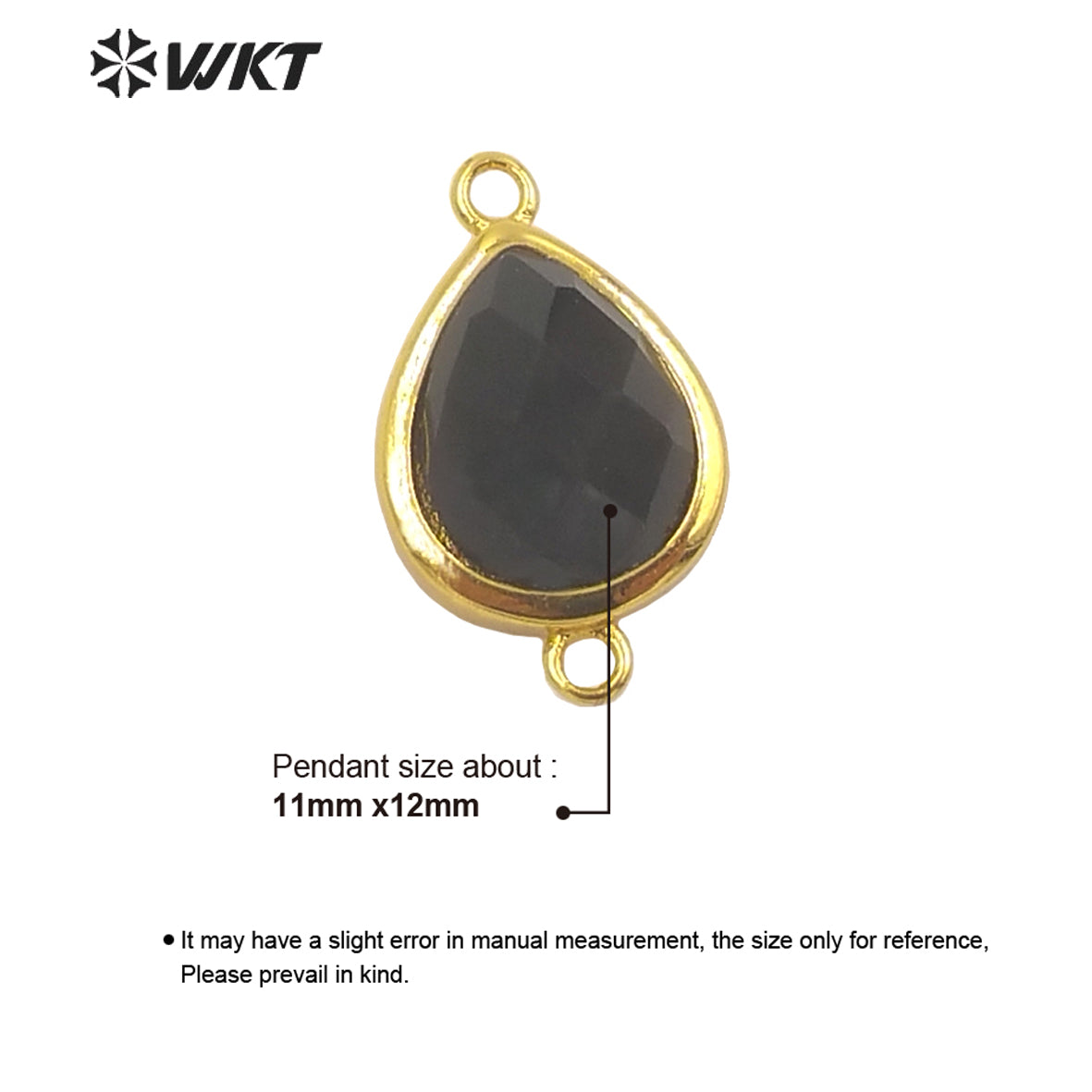 WT-C308 Lovely Natural Gemstone Teardrop Connector Pendants 18k Real Gold Plated Bezel Double Loops Drop Stone Charms