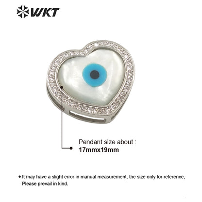 WT-MP202 Amazing Fashion 18k Real Gold Plated Micro Pave Shell Eye Pendant Lady Charming White Shell Cubic Zircon Heart Pendants