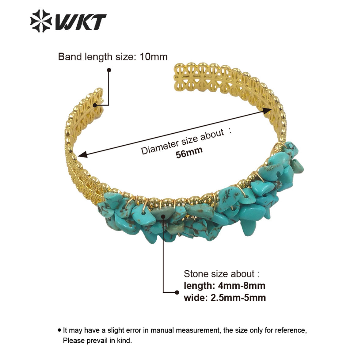 WT-B571 Amazing Tiny Crack Gold Wire Wrapped Stone Bangle Fashion Women Gold Electroplated Tiny Birthday Stone Bangles