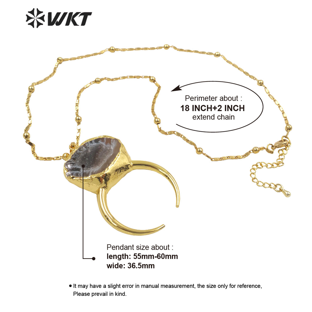 WT-N1322 Beautiful 2021 New Arrival Fashion Geode Agate Elegant and Fine Jewelry Necklace Suitable for Lady and for Party