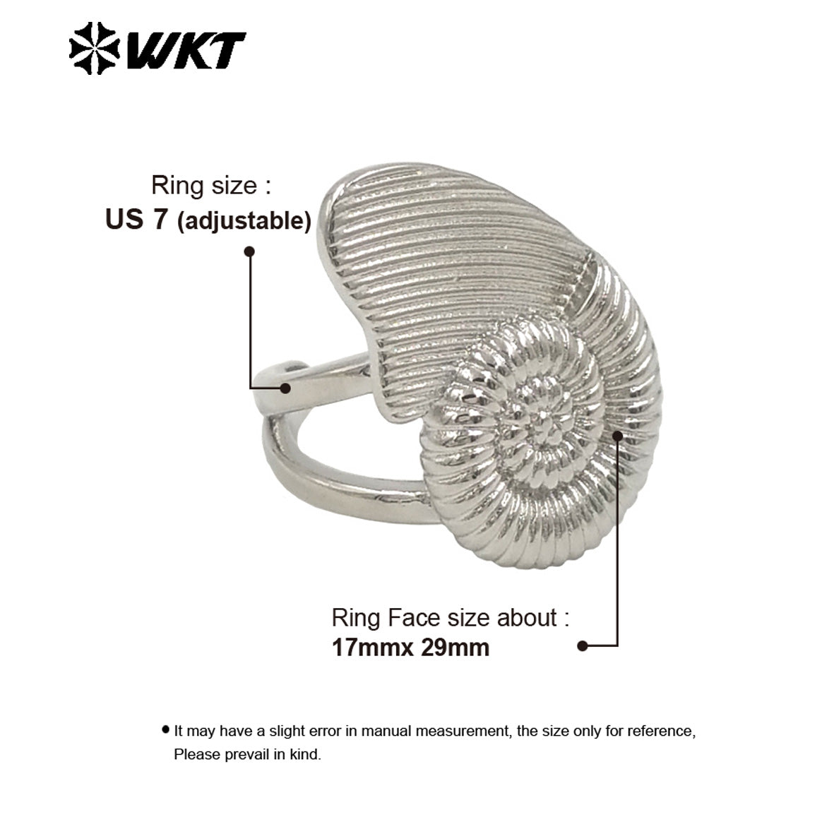WT-R549 Hot Sale Uniquely Esigned Stylish 18K Real Gold Plated Irregular Shell Shape Ring Perfect for Daily and Party Decoration