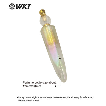 WT-P1620 Wholesale New Design Long Natural Crystal Quartz Angel Aura Perfume Bottle Pendant Fashion Natural Stone Aura Bottle