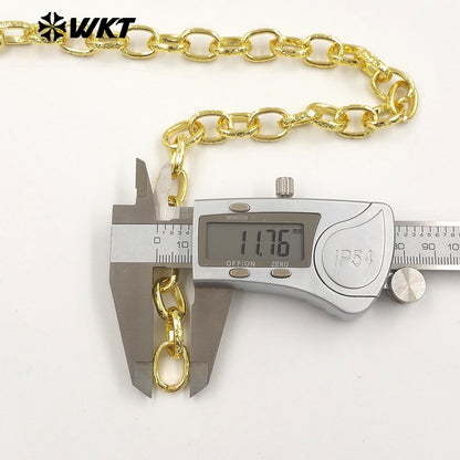 WT-BC267 New Arrival Yellow Brass Gold Plated Round Carved Patterns Metal Chains For Simple Style Necklace Bracelets Making