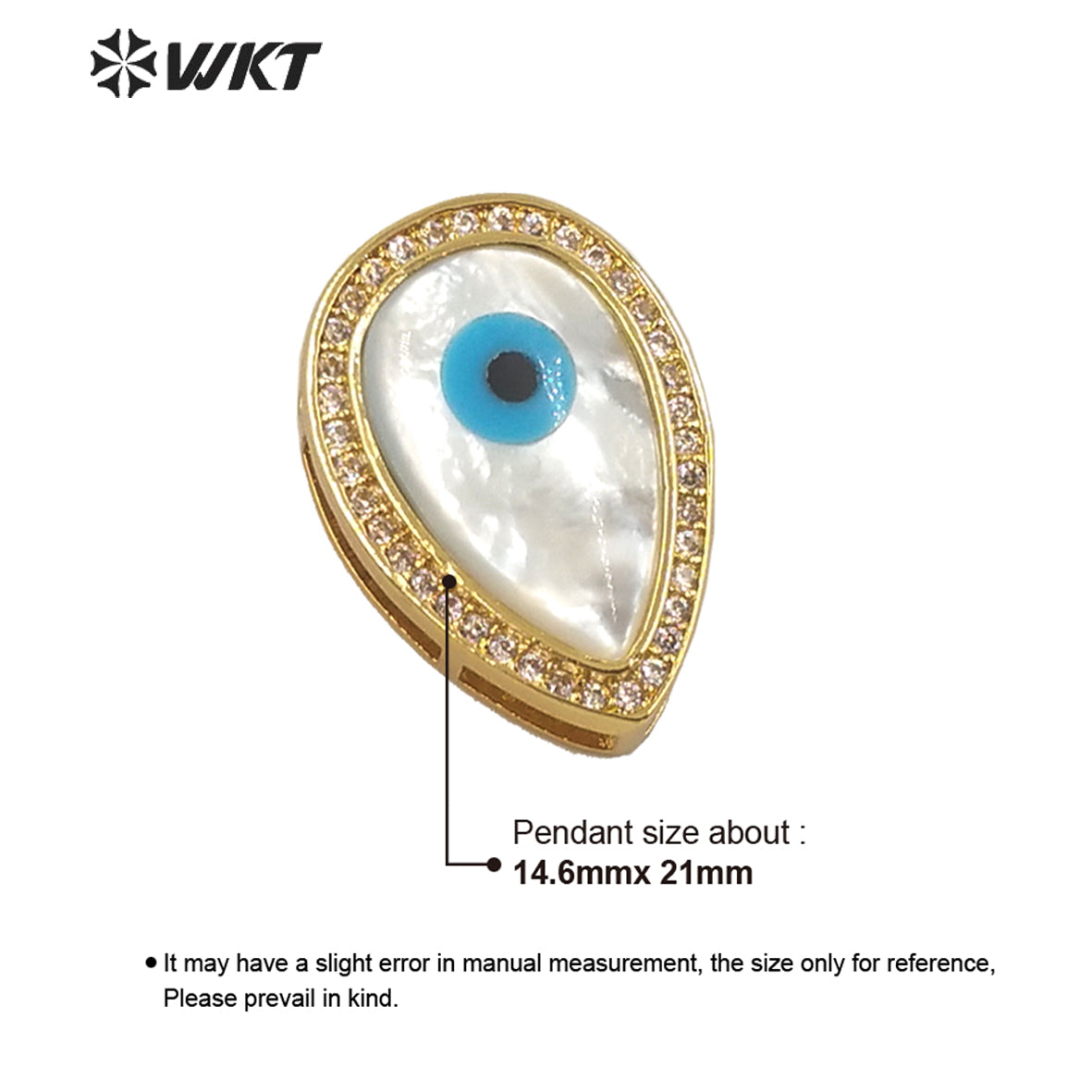 WT-MP205 Fashion Micro Pave CZ Setting Trim White Shell Eye Drop Pendants Elegant Gold Water Drop Jewelry Necklace Pendant