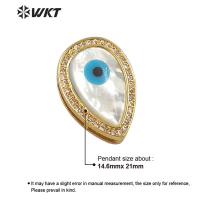 WT-MP205 Fashion Micro Pave CZ Setting Trim White Shell Eye Drop Pendants Elegant Gold Water Drop Jewelry Necklace Pendant