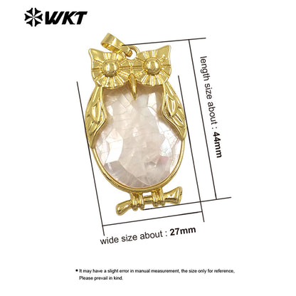WT-JP439 Newest Lovely Gold Electroplated Natural Shell Owl Shape Boutique Pendant For Unique Jewelry DIY Accessories