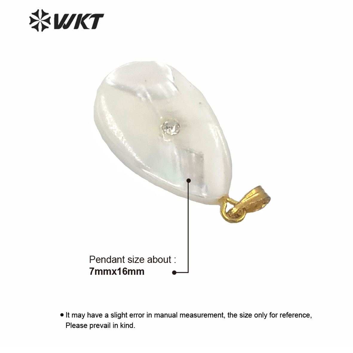 WT-JP223 Wholesale Natural Water Drop White Shell Pendant Single Loop Natural Shell Teardrop Shape Charm Pendant with CZ