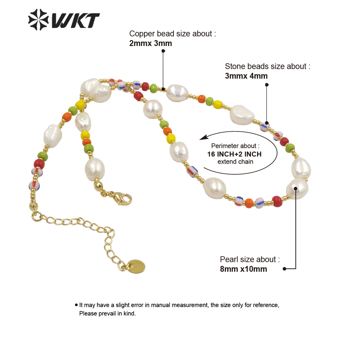 WT-JN199 Distinc Hand Strand Freshwater Pearl Beads Necklace for Lady Vintage Style Candy Ceramic White Pearl Vocation Necklace