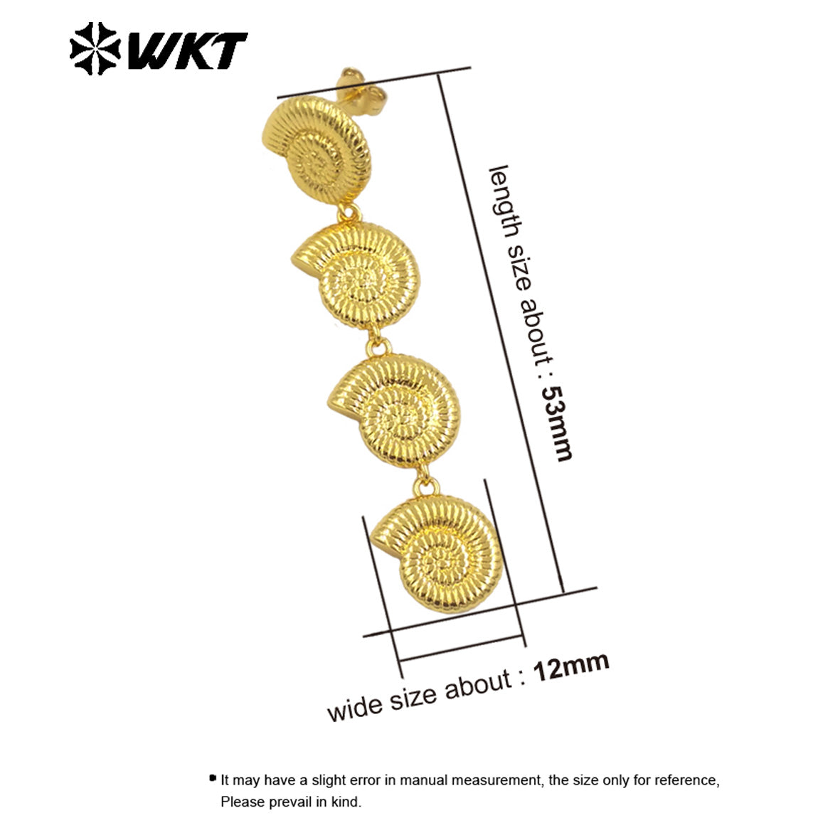 WT-E763 Wholesale New Products 18K Gold Plated and Silver Conch Shell Shape Long Earrings for Women Suitable for Beach Vacations