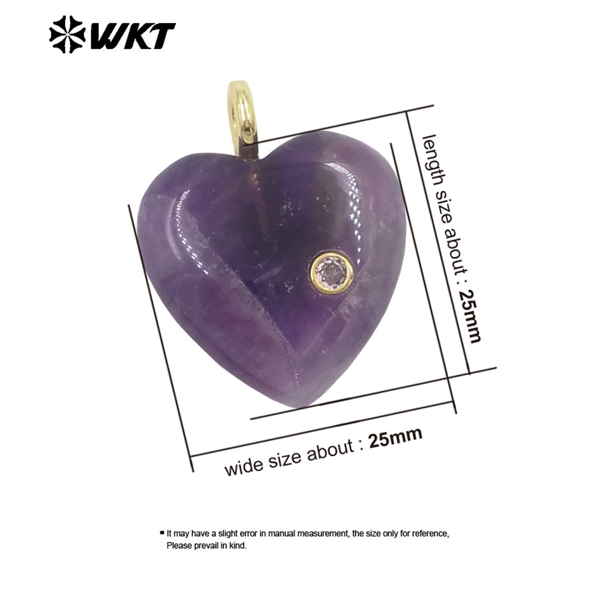 WT-P2028 Factory Wholesale Romantic Style Natural Gemstones And Zircon Heart Shape Pendants For Earrings Design Charms