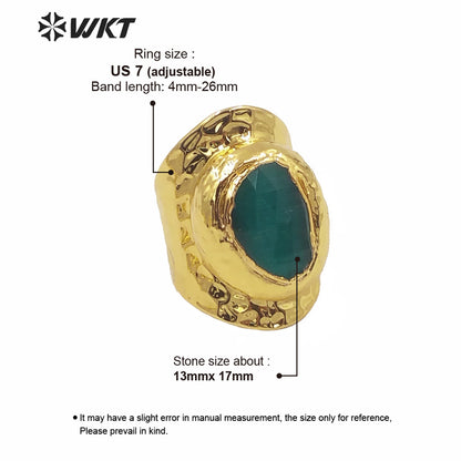 WT-R365 Winter Populared Color Cat Eye Stone Cigar Ring 18k Real Gold Plated Resist Tarnishable Wide Band Gold Ring for Women