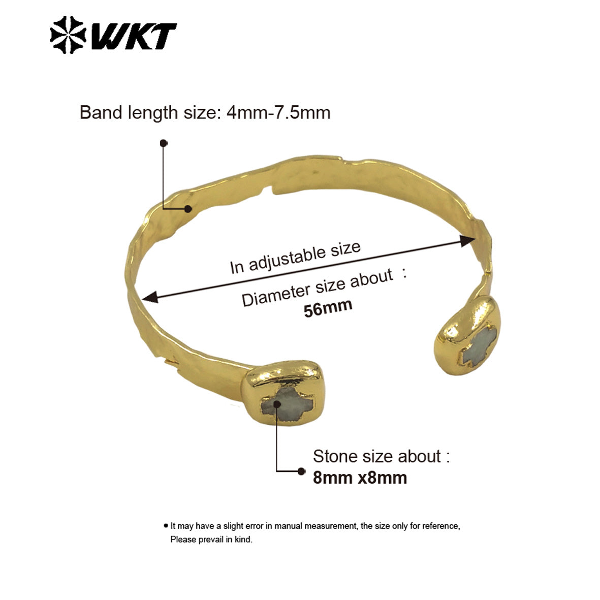WT-B698 Wholesale Exquisite Women Gemstones Cross Bangles With Gold Electroplated for Daily Jewelry Accessories