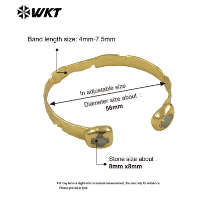 WT-B698 Wholesale Exquisite Women Gemstones Cross Bangles With Gold Electroplated for Daily Jewelry Accessories