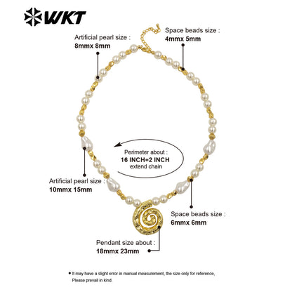 WT-JN289 New Arrivals Artificial Pearl Round Beads Irregular Beads Mosquito-Repellent Incense Shape Delicate Women Necklace