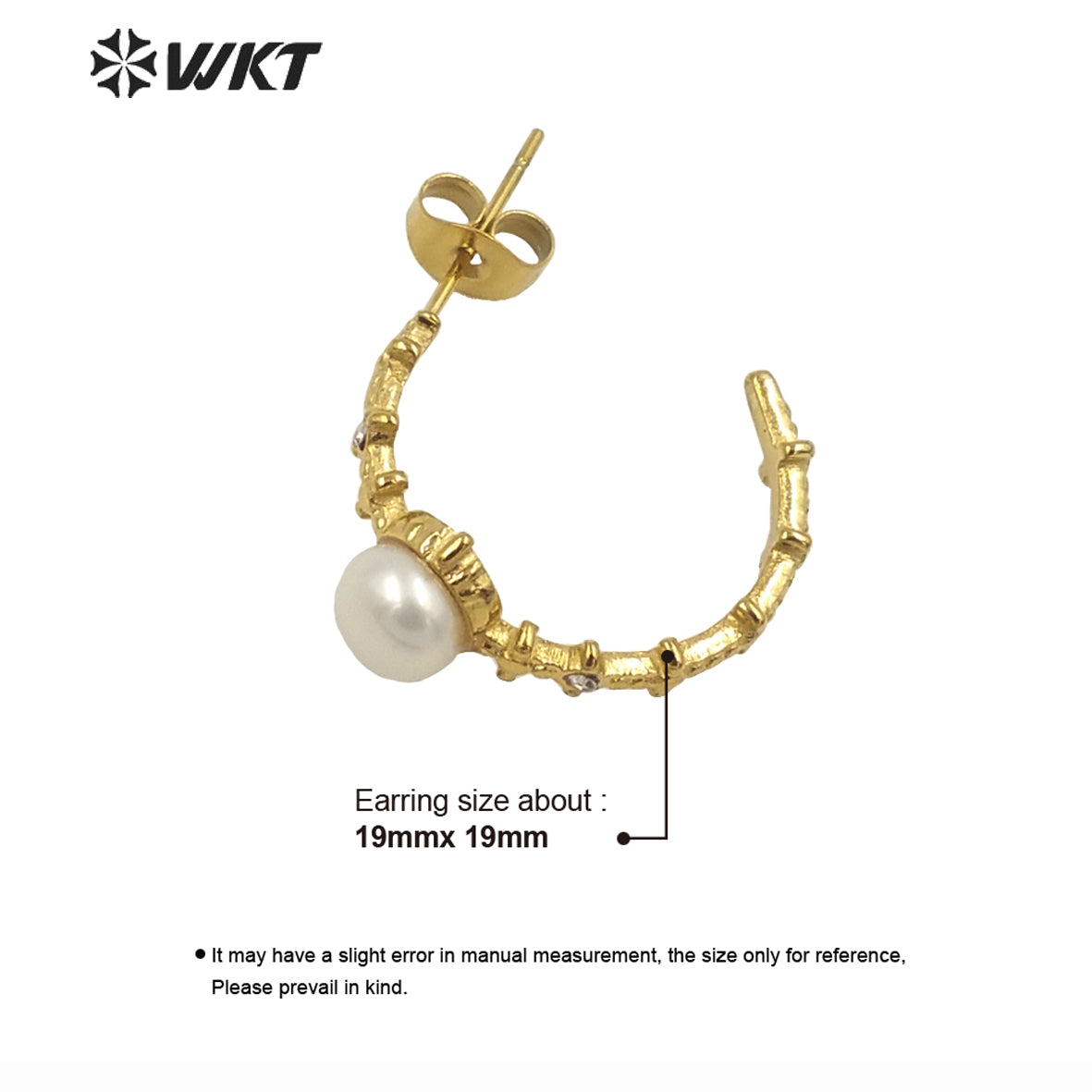 WT-MPE114 European and American Retro Exaggerated Natural Freshwater Pearl C Shaped Earrings