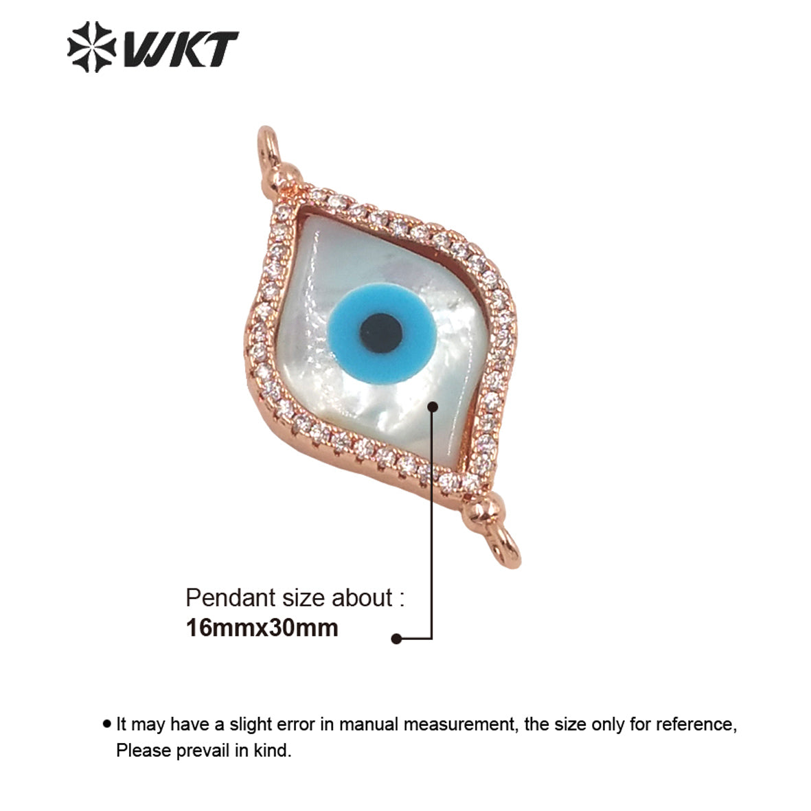WKT-MP225 White Turkey the Eye Shells Pendant Romantic Fantasy Zircon Inlaid Shine and Moving Fashion Pendant for Lady