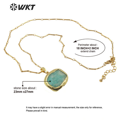 WT-N1184 Newest Natural Amethyst Pendant Necklace Amazonite Pendant Necklace Women Stylish Natural Strawberry Quartz Necklace