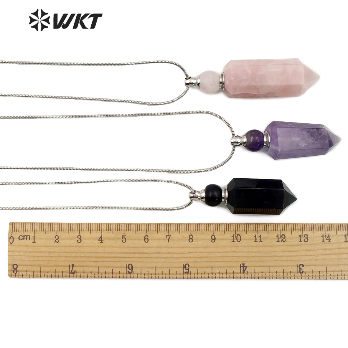 WT-N1161 Wholesale Classic Fashion Silver Necklace with Stone Perfume Bottle Pendant Silver Necklace