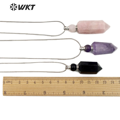 WT-N1161 Wholesale Classic Fashion Silver Necklace with Stone Perfume Bottle Pendant Silver Necklace