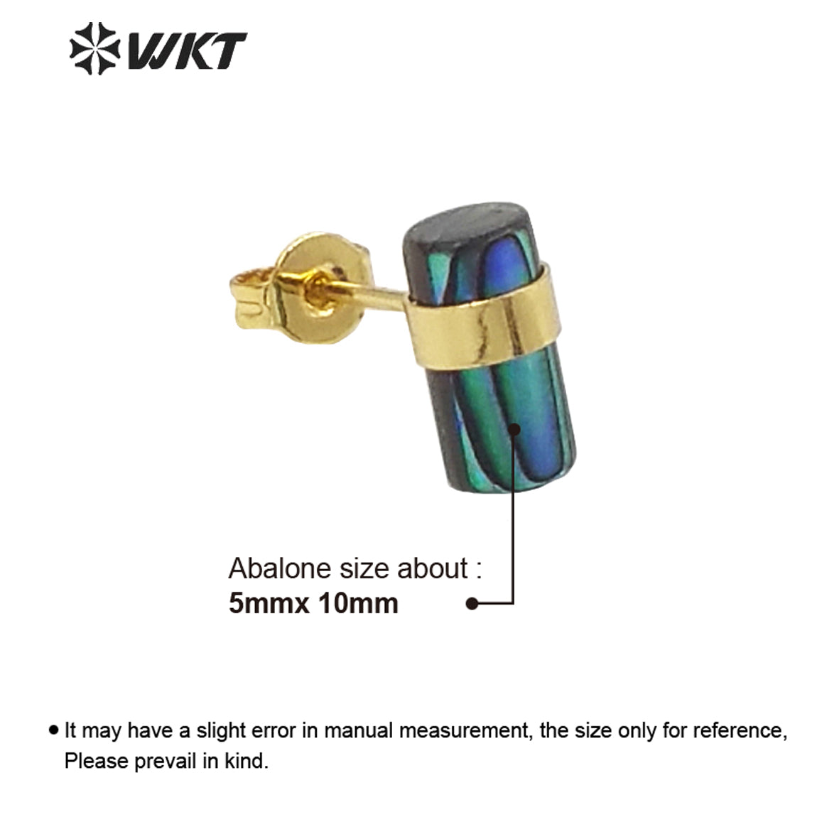 WT-MPE053 Gorgeous High Quality Stick Shape Natural Green Abalone Shell Studs Gold Electroplated Cube Elegant Bohemian Earrings