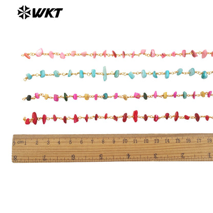 WT-RBC238 Spring New Color Fashion Colorful Shell Made by Wire Wrapped Beads Chain for Jewelry Diy Findings