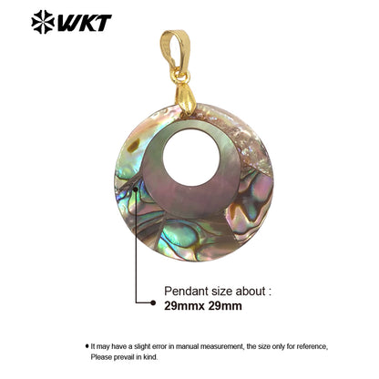 WT-JP429 Wholesale Good Quality Natural Abalone Shell With Hole Round Charm Pendant Fashion Design Jewelry Accessories