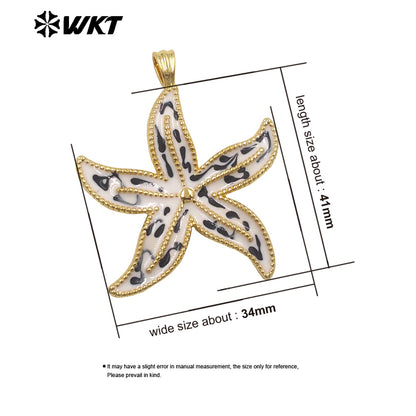 WT-P2117 Wonderful Charms Gold Plated Drop Oil Colorful Starfish Shape Pendants For Summer Style Necklace DIY Accessories