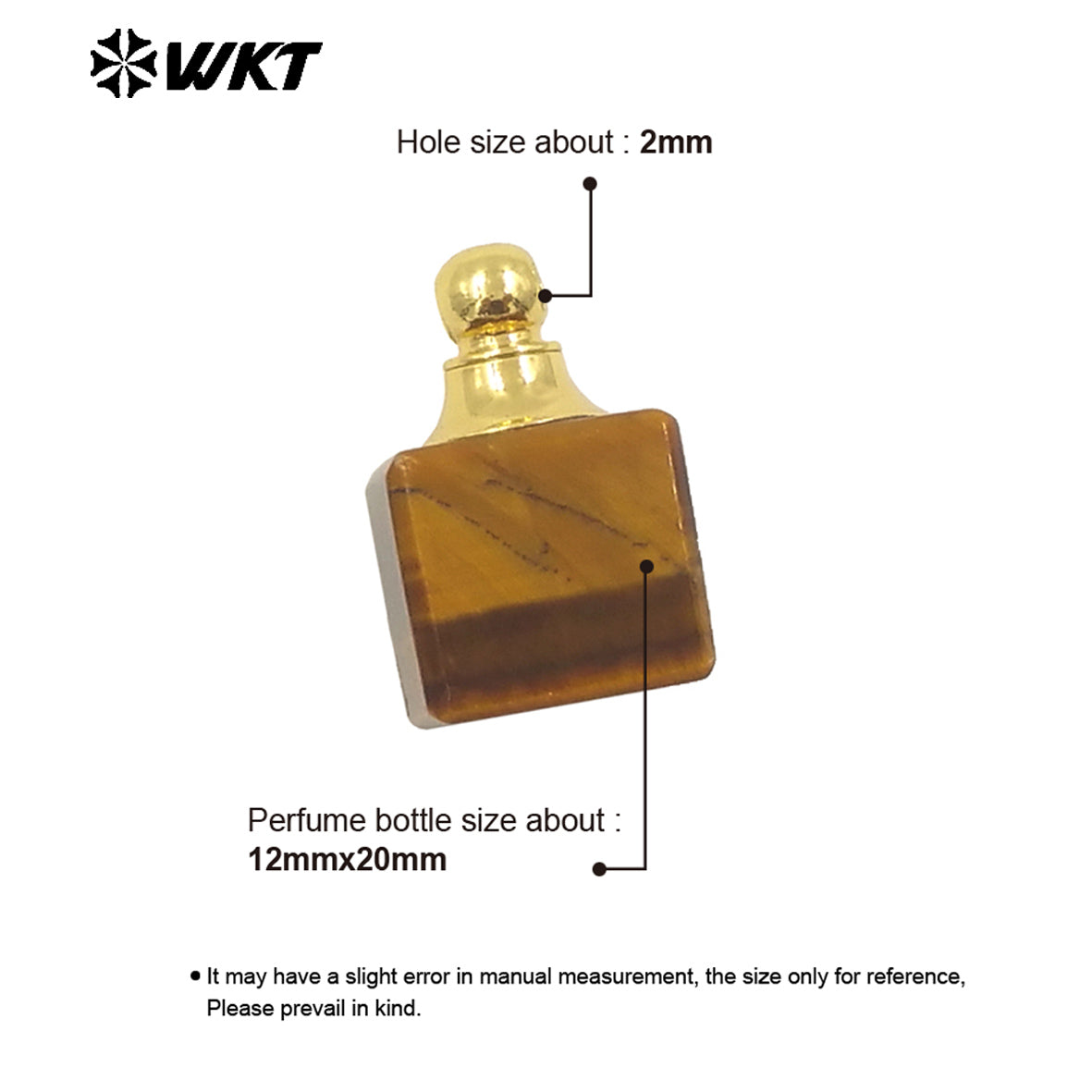 WT-P1978 New Design Wholesale Natural Gemstone Cubic Square Essencial Oil Stone Bottle Pendant for Necklace