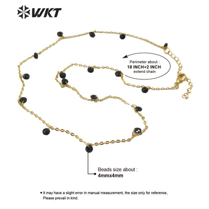 WT-N1203 Women Fashion 4mm Crystal Beads Necklace Hot Sale Jewelry New Arrival Crystal Beads Chain