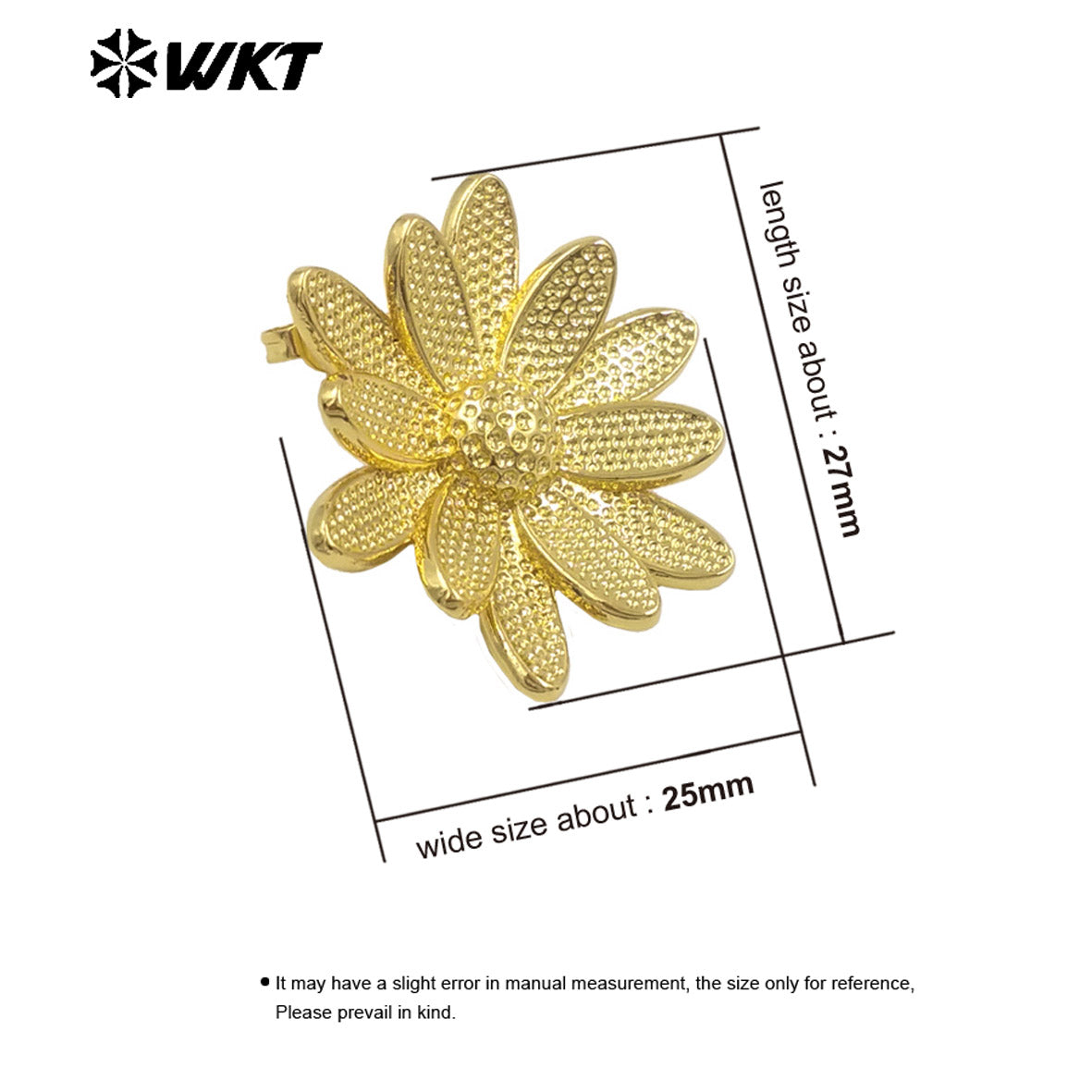 WT-E764 Wholesale New 18K Gold Plated and Silver Bodhisattva Lotus Shaped Earrings for Women As Special Anniversary Gifts