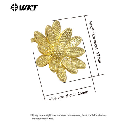 WT-E764 Wholesale New 18K Gold Plated and Silver Bodhisattva Lotus Shaped Earrings for Women As Special Anniversary Gifts