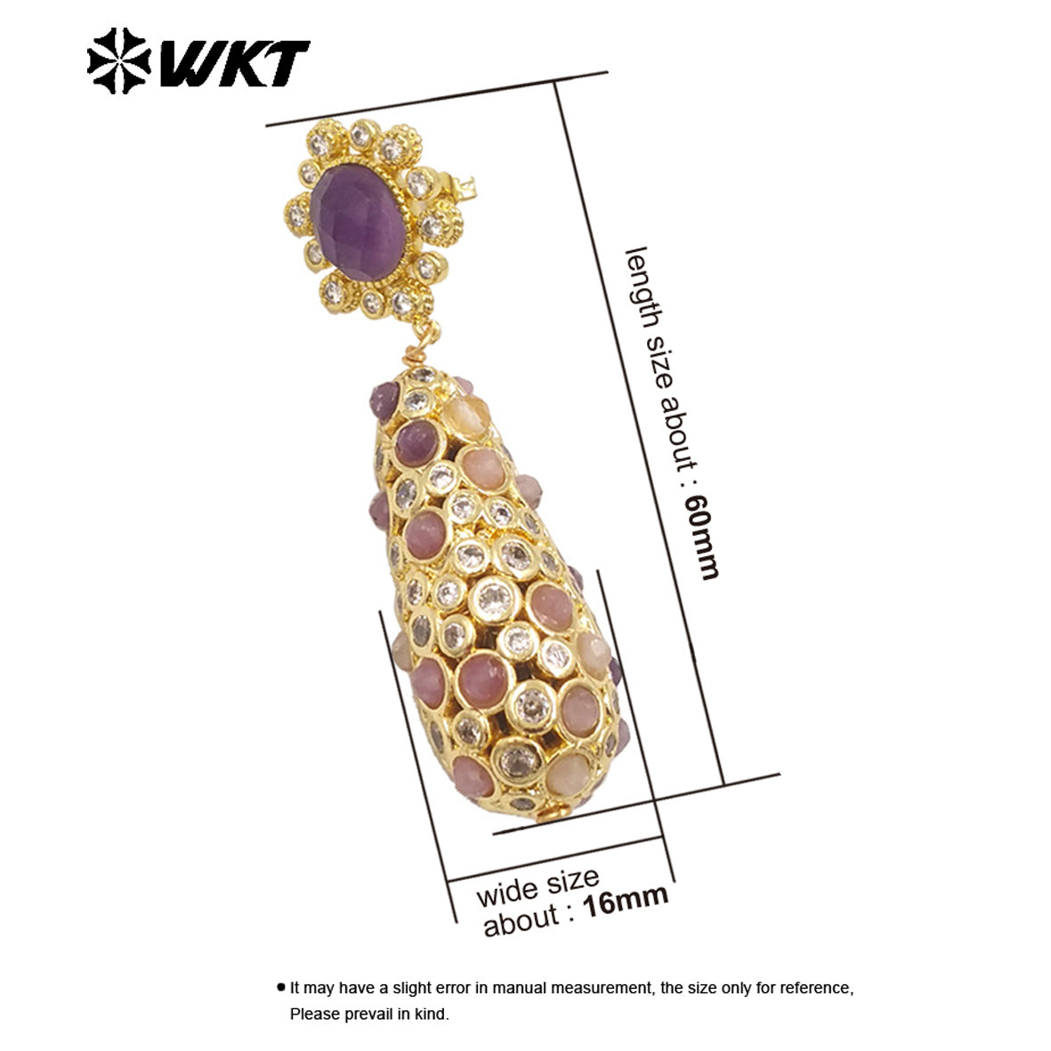 WT-E757 Amazing Popular Fashion Gold Plated Long Dangle Drop With Natural Stond Beads Setting Women Earrings