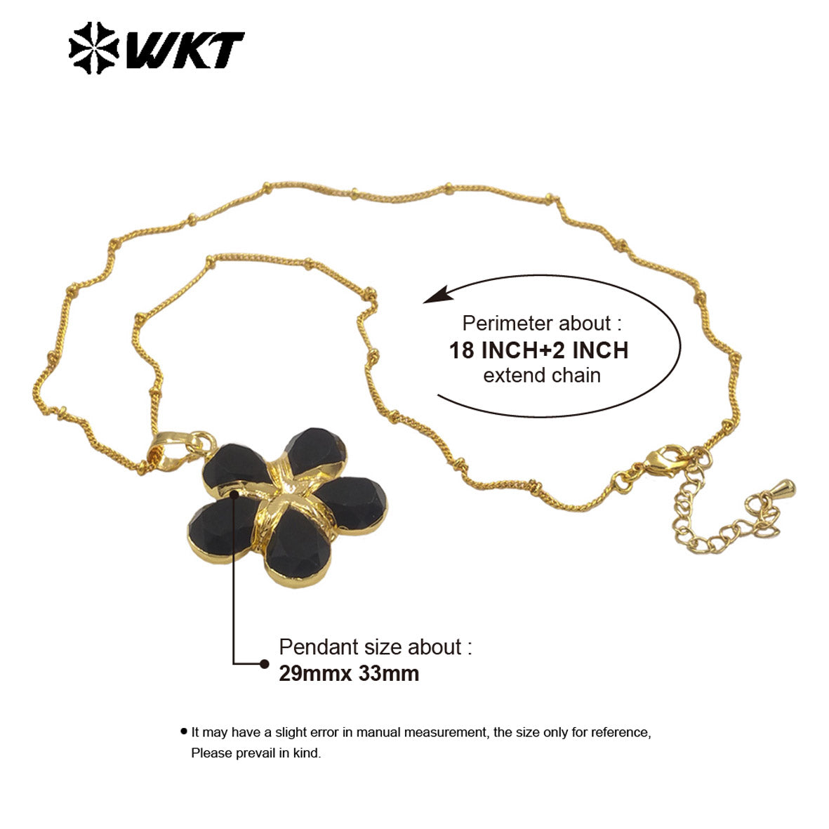 WT-N1497 New Fashion Beads Chain With Gold Plated Natural Gemstone Flowers Shape Pendant Necklace As Lady Birthday Gift