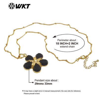 WT-N1497 New Fashion Beads Chain With Gold Plated Natural Gemstone Flowers Shape Pendant Necklace As Lady Birthday Gift