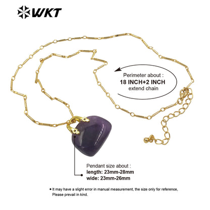 WT-N1362 Cute Handbag Shape Crystal Clear Natural Colored Gemstone Necklace Ladies Jewelry Necklace Gemstone Necklace
