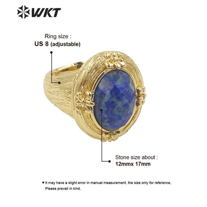 WT-R486 WKT Fashion Design Trendy Gift for Women Round Shaped Colorful High Quality Gorgeous Natural Gemstone Ring