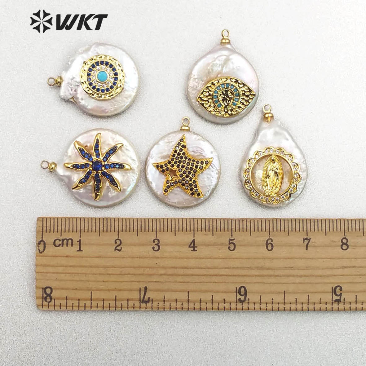 MP131 Wholesale Populared Starfish Multi-pattern Pearl with Cz Micro Pave Pendant Women Fashion Jewelry Circular Pearl Pendant