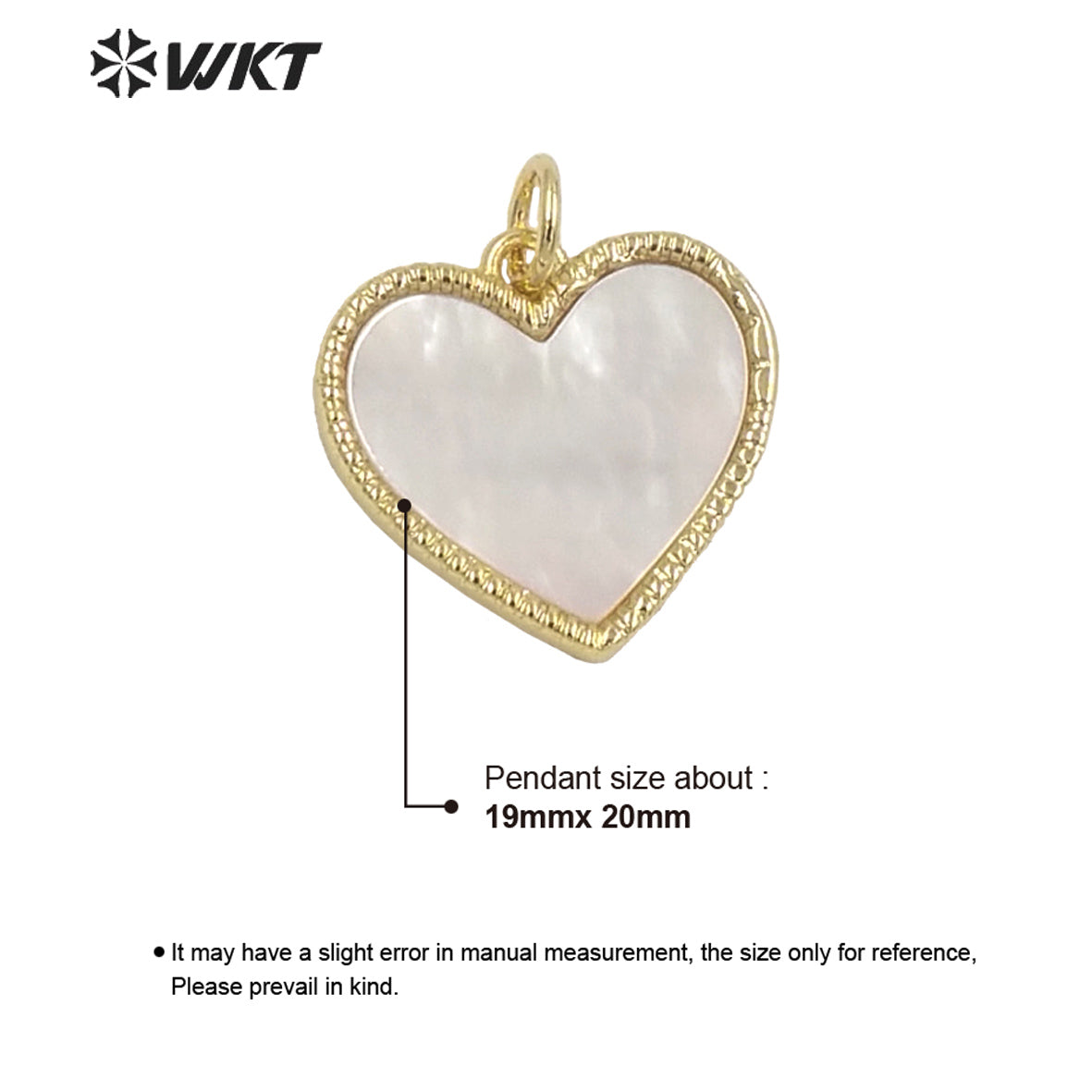 WT-JP322 Wholesale Fashion 18k Real Gold Bezel White MOP Setting Shell Charm Small Lovely Heart Shell Pendants