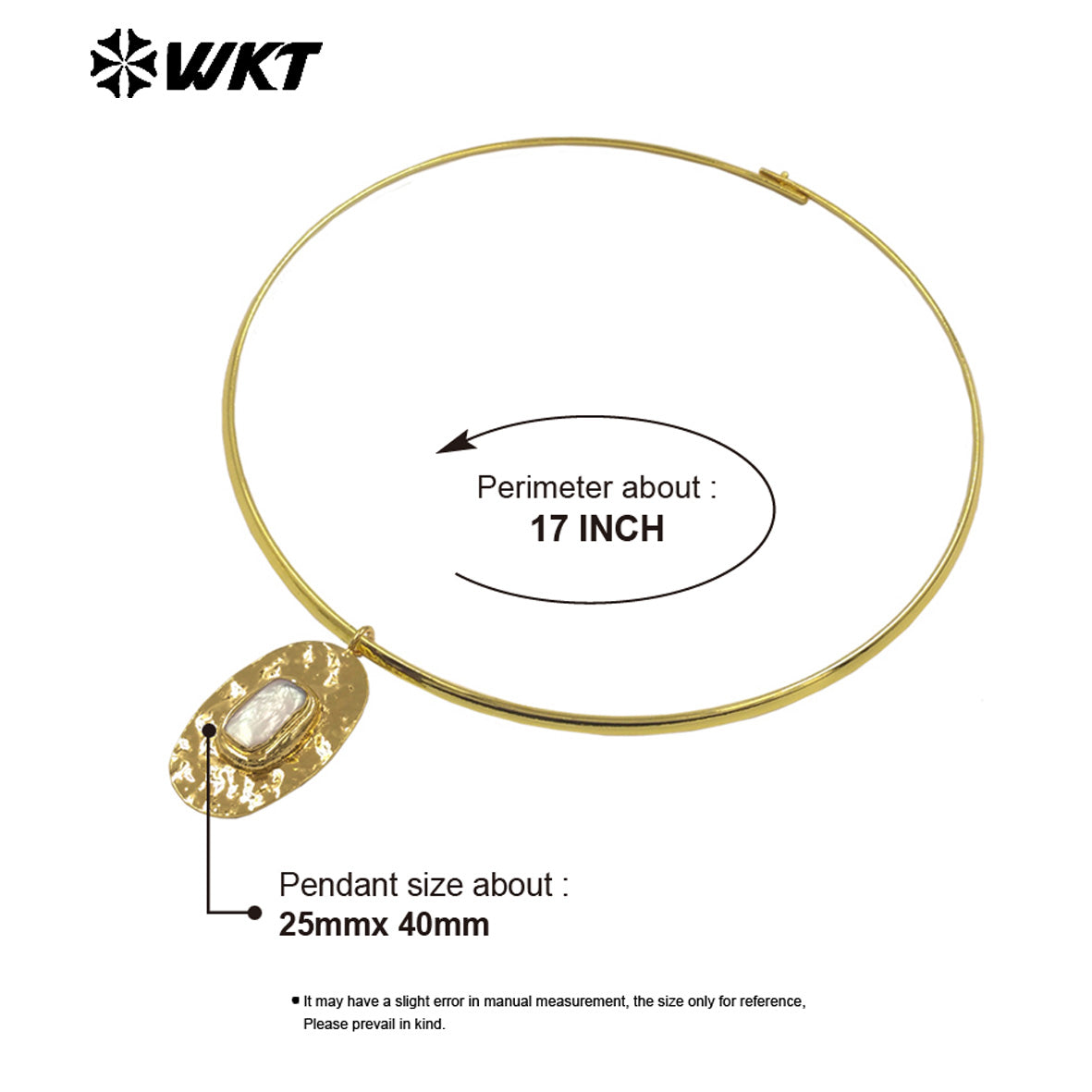 WT-JN394 Simple Vintage Style 18K Gold Plated Rectangle Round Natural Freshwater Pearl Pendant Necklace Choker As Lady Jewelry