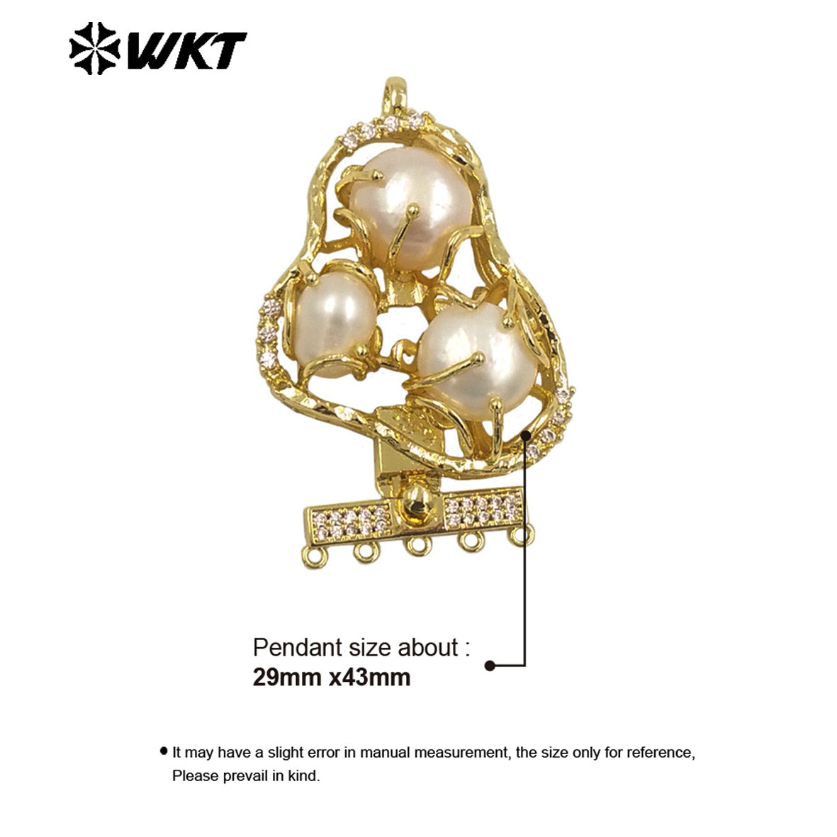 WT-JP400 Gorgeous Handmade Triple Natural Freshwater Pearl Jewelry Conector for Necklace Design